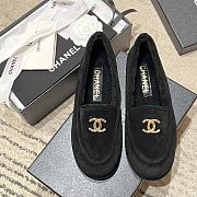 Kitlife Chanel Black Sheepskin Wool Warm Loafers - 1