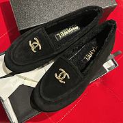 Kitlife Chanel Black Sheepskin Wool Warm Loafers - 3