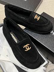 Kitlife Chanel Black Sheepskin Wool Warm Loafers - 2
