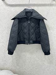 Kitlife Dior 25 Cannage Diorama Quilted Navy Collar Cotton-padded Jacket Black - 1