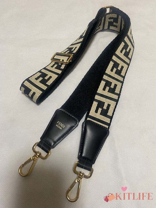 Kitlife Fendi FF Canvas Bag Strap Black & Beige  - 1