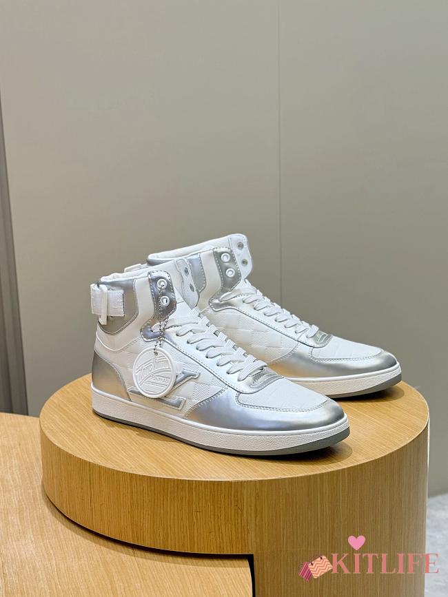 Kitlife Louis Vuitton Beverly Hills Men's High-top Sneakers Silver & White - 1