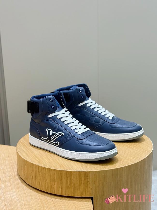 Kitlife Louis Vuitton Beverly Hills Men's High-top Sneakers Dark Blue - 1
