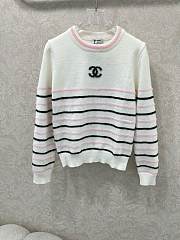Kitlife Chanel 25 Striped Knit Pullover Sweater White - 1