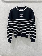 Kitlife Chanel 25 Striped Knit Pullover Sweater Black - 1