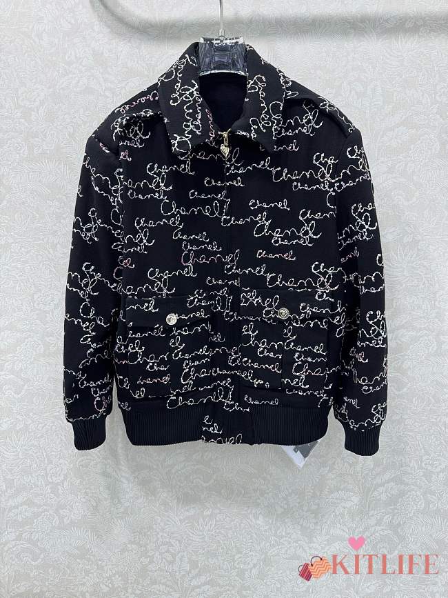Kitlife Chanel Embroidered Wool Crepe Jacket Black & Multicolour - 1