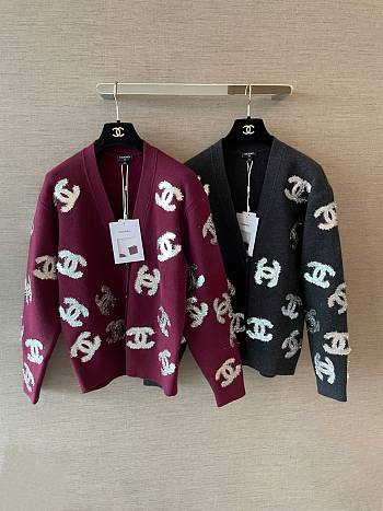 Kitlife Chanel Cashmere Cardigan In Black / Red