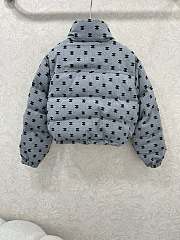 Kitlife Chanel Stand Collar Flocked Satin Down Jacket Grey  - 2