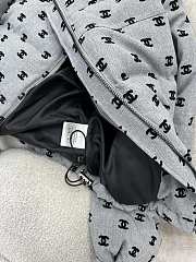 Kitlife Chanel Stand Collar Flocked Satin Down Jacket Grey  - 4