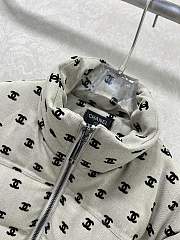 Kitlife Chanel Stand Collar Flocked Satin Down Jacket Beige - 2