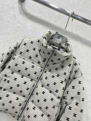 Kitlife Chanel Stand Collar Flocked Satin Down Jacket Beige - 3