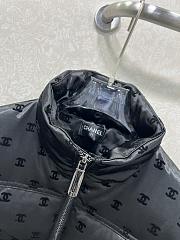 Kitlife Chanel Stand Collar Flocked Satin Down Jacket Black - 3