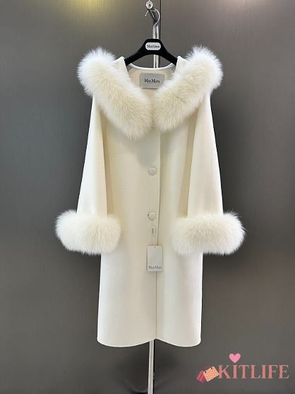 Kitlife Max Mara Double-Faced Cashmere Coat White - 1