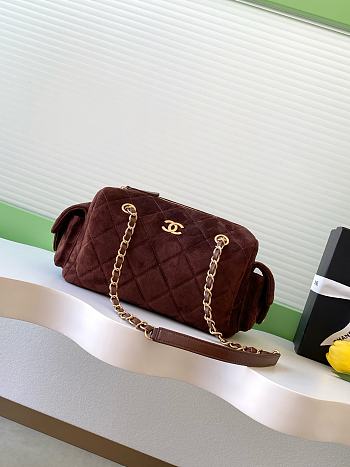 Kitlife Chanel 25K Dark Brown Bowling Bag AS5792 15.5x24x11.5cm