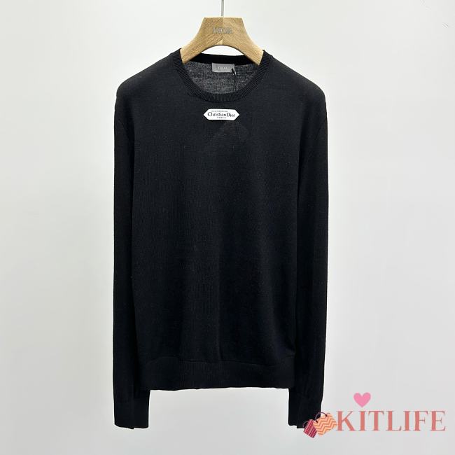 Kitlife Dior Sweater Black Wool Jersey with Christian Dior Paris Tag  - 1