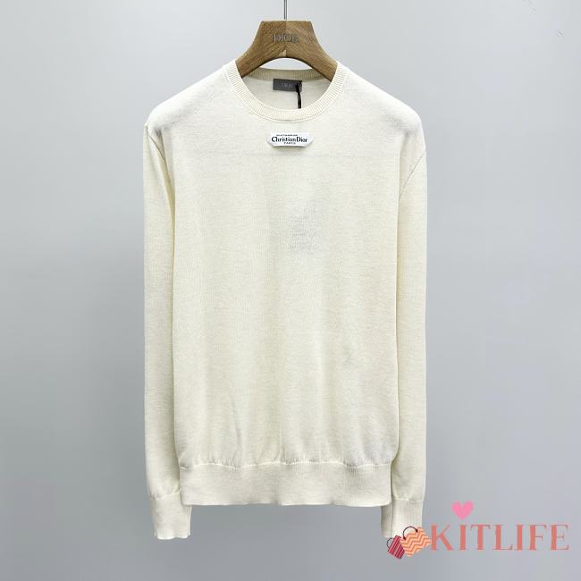 Kitlife Dior Sweater White Wool Jersey with Christian Dior Paris Tag  - 1