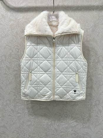 Kitlife Dior Quilted Reversible Eco-Fur Vest White