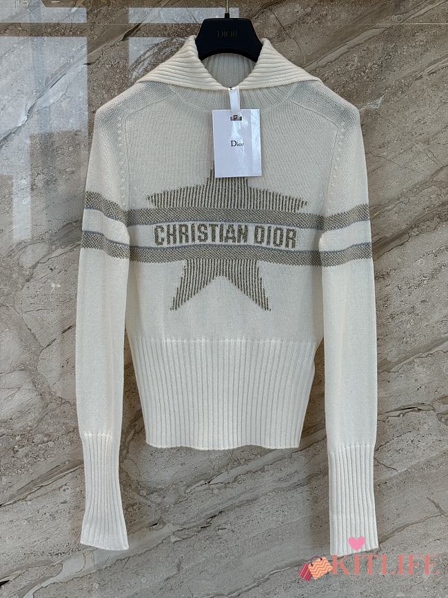 Kitlife Dior 25 DiorAlps Mock Neck Cardigan with Gold-Tone Dior Star Motif - 1