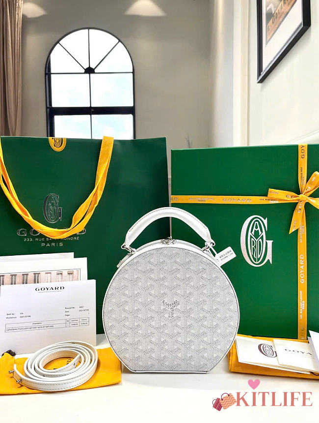 Kitlife Goyard Alto Hatbox Trunk Bag White - 18x16.5x7cm  - 1