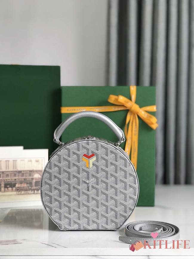 Kitlife Goyard Alto Hatbox Trunk Bag Light Grey - 18x16.5x7cm  - 1