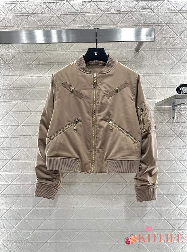Kitlife Louis Vuitton Zipper Deconstructed Cotton Jacket Brown - 1