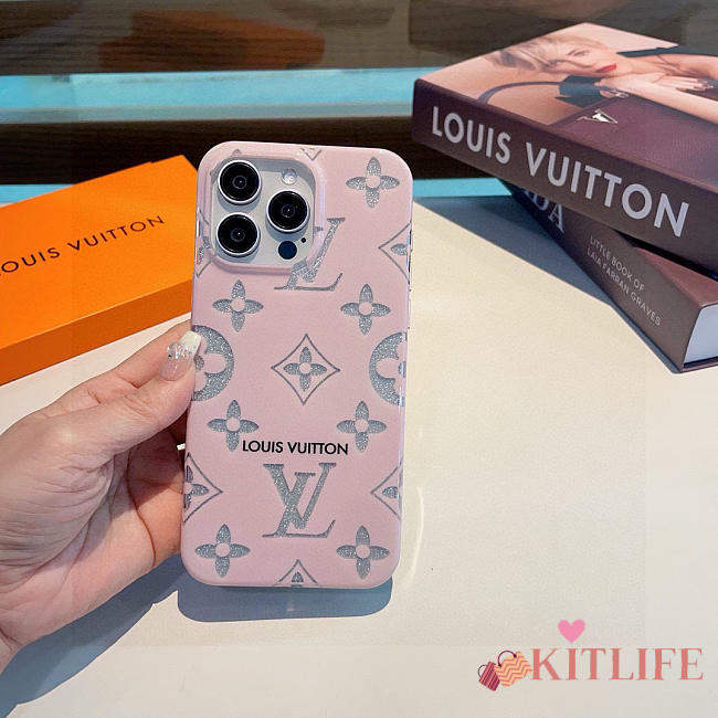 Kitlife Louis Vuitton Pink Phone Case with Fine Glitter - 1