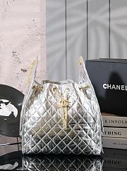 Kitlife Chanel 25C Drawstring Bucket Hobo Bag Silver Crinkled Glossy Calfskin AS5311 40x30x15cm  - 1