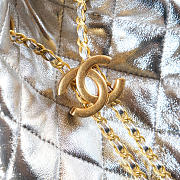 Kitlife Chanel 25C Drawstring Bucket Hobo Bag Silver Crinkled Glossy Calfskin AS5311 40x30x15cm  - 2