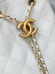 Kitlife Chanel 25C Drawstring Bucket Hobo Bag Light Blue Grained Calfskin AS5311 40x30x15cm  - 4