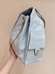 Kitlife Chanel 25C Drawstring Bucket Hobo Bag Light Blue Grained Calfskin AS5311 40x30x15cm  - 3