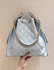Kitlife Chanel 25C Drawstring Bucket Hobo Bag Light Blue Grained Calfskin AS5311 40x30x15cm  - 2