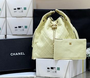 Kitlife Chanel 25C Drawstring Bucket Hobo Bag Yellow Grained Calfskin AS5311 40x30x15cm 