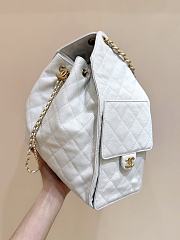 Kitlife Chanel 25C Drawstring Bucket Hobo Bag White Grained Calfskin AS5311 40x30x15cm  - 5