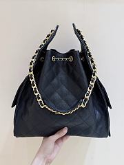 Kitlife Chanel 25C Drawstring Bucket Hobo Bag Black Grained Calfskin AS5311 40x30x15cm  - 6