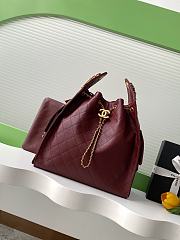 Kitlife Chanel 25C Drawstring Bucket Hobo Bag Burgundy Grained Calfskin AS5311 40x30x15cm - 1