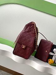 Kitlife Chanel 25C Drawstring Bucket Hobo Bag Burgundy Grained Calfskin AS5311 40x30x15cm - 5