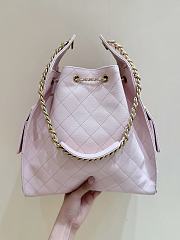Kitlife Chanel 25C Drawstring Bucket Hobo Bag Green Pink Calfskin AS5311 40x30x15cm  - 3