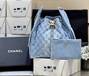 Kitlife Chanel 25C Drawstring Bucket Hobo Bag Blue Denim AS5311 40x30x15cm - 1