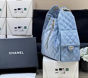 Kitlife Chanel 25C Drawstring Bucket Hobo Bag Blue Denim AS5311 40x30x15cm - 3