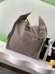 Kitlife Chanel 25C Drawstring Bucket Hobo Bag Grey Suede AS5311 40x30x15cm - 5