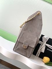 Kitlife Chanel 25C Drawstring Bucket Hobo Bag Grey Suede AS5311 40x30x15cm - 3