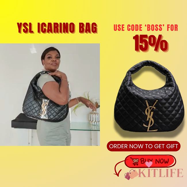 Kitlife Saint Laurent Icarino In Black Quilted Nappa Bag 698652 42x30x4cm - 1