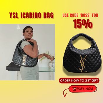 Kitlife Saint Laurent Icarino In Black Quilted Nappa Bag 698652 42x30x4cm