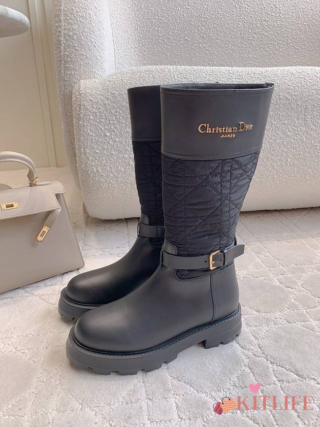 Kitlife Dior D-Town Boot Black Calfskin and Nylon with Embroidered Cannage Motif - 1