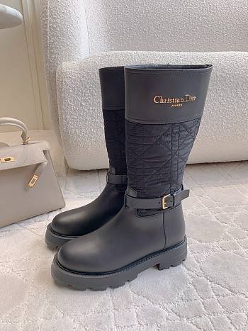 Kitlife Dior D-Town Boot Black Calfskin and Nylon with Embroidered Cannage Motif