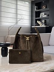 Kitlife Chanel 25C Drawstring Bucket Hobo Bag Dark Brown Suede AS5311 40x30x15cm  - 1