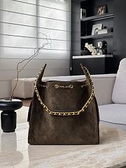 Kitlife Chanel 25C Drawstring Bucket Hobo Bag Dark Brown Suede AS5311 40x30x15cm  - 6