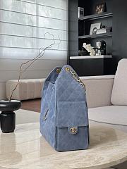 Kitlife Chanel 25C Drawstring Bucket Hobo Bag Blue Suede AS5311 40x30x15cm - 5