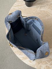 Kitlife Chanel 25C Drawstring Bucket Hobo Bag Blue Suede AS5311 40x30x15cm - 2