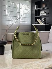 Kitlife Chanel 25C Drawstring Bucket Hobo Bag Dark Green Suede AS5311 40x30x15cm - 4